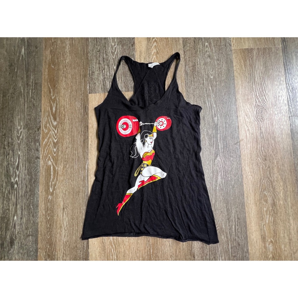 Barbell Revolution Tank Top Womens Small Black Excellent Wonder Woman Graphic